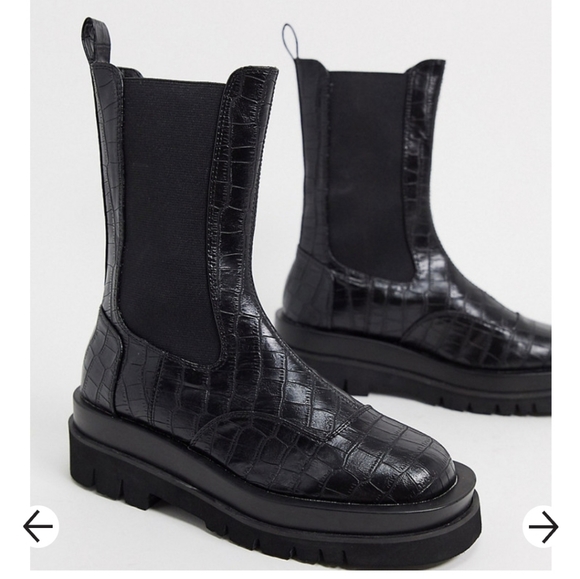 Z Code Z Wide Fit Z_Code_Z Wide Fit Nora mid calf chunky chelsea boots in black9 - Picture 1 of 5